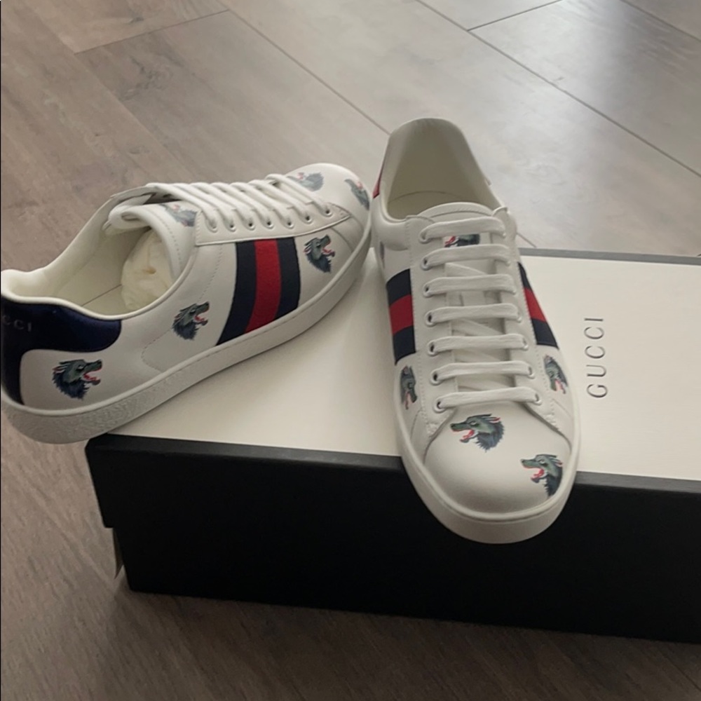 Gucci Ace with Wolves Print Sneakers